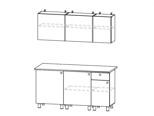 Кухонный гарнитур КГ-1 1600 Белый-Цемент светлый