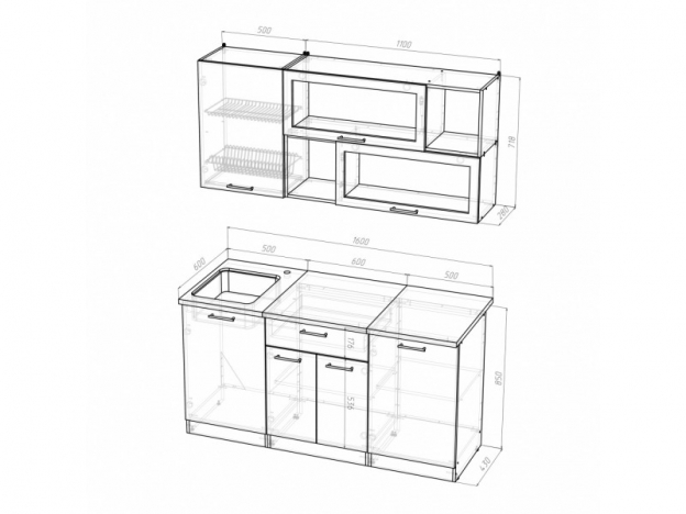 Кухонный гарнитур Полина Стандарт 1600